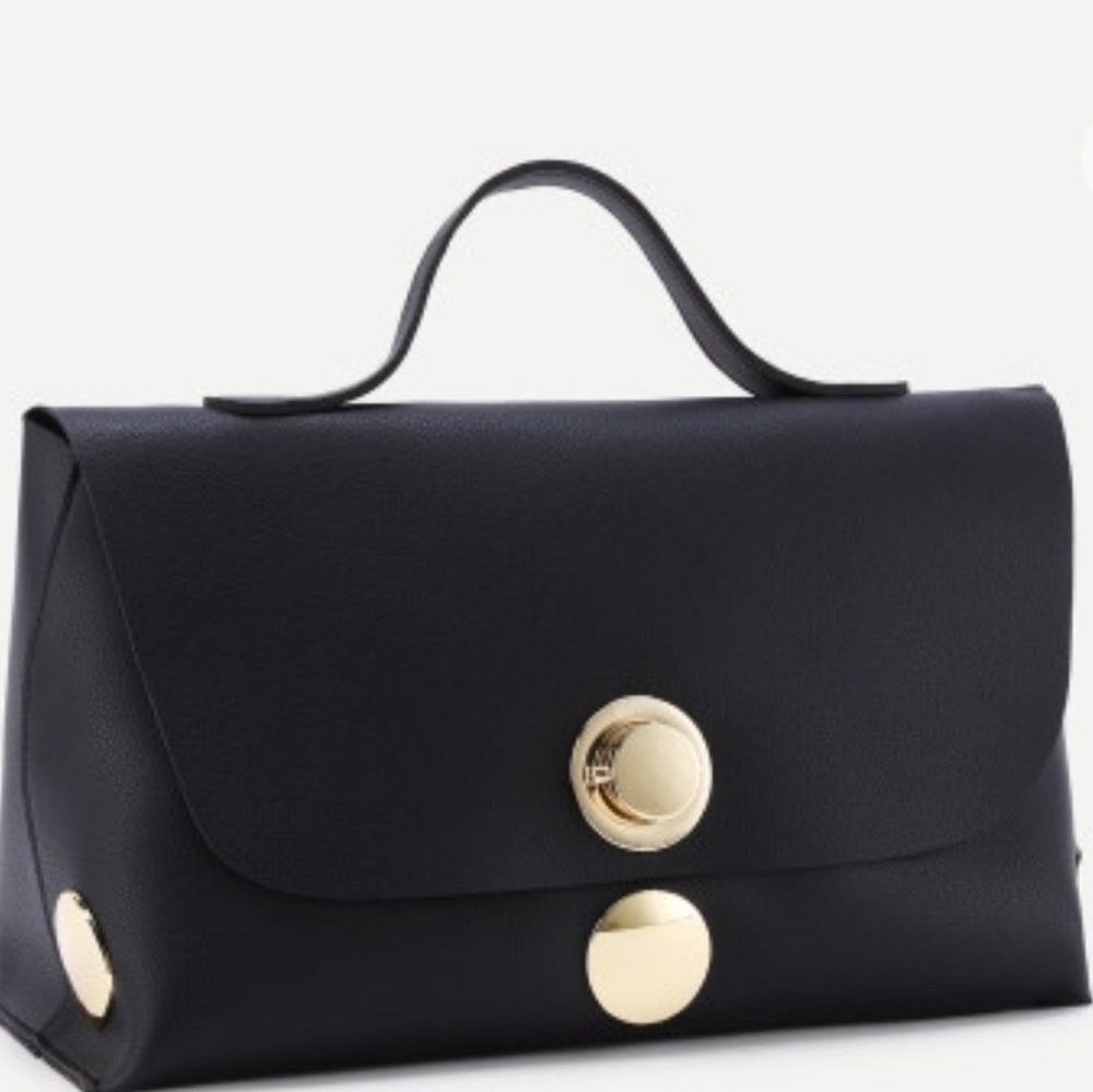 Soft Leather Tote with Gold Detail